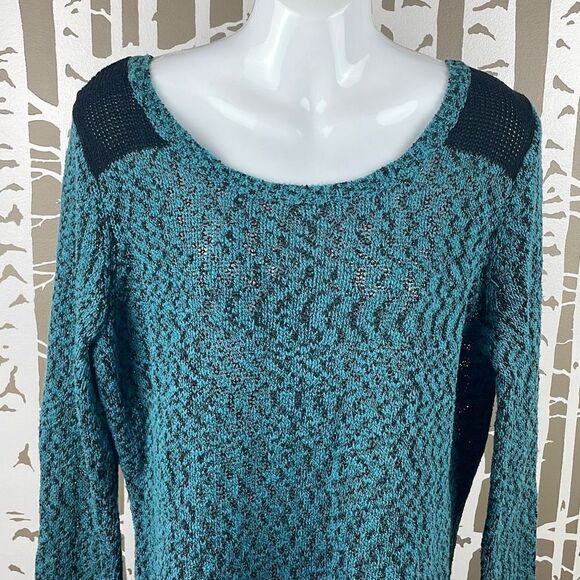 Teal & Black Tie Back Sweater Plus sz 1 - Picture 3 of 11